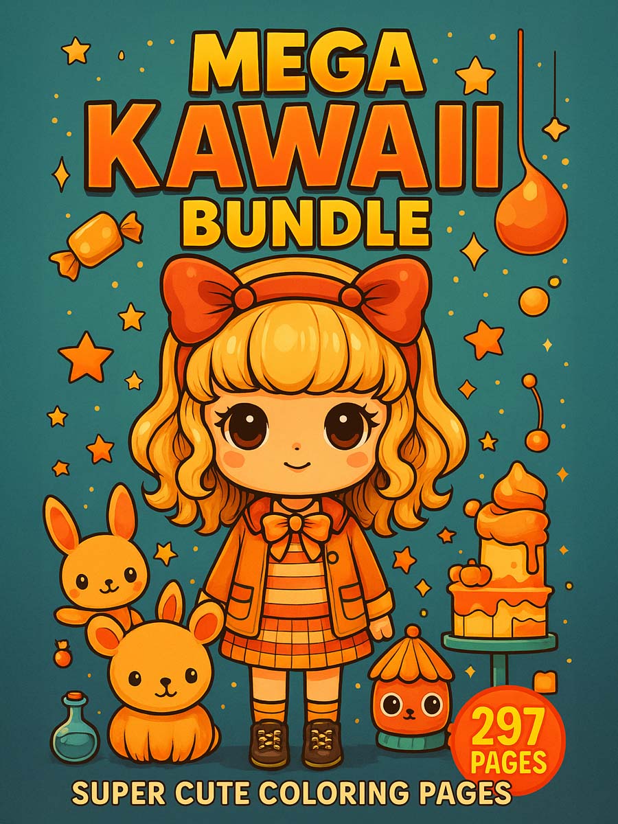 Mega Kawaii Bundle – 297 Super Cute Coloring Pages